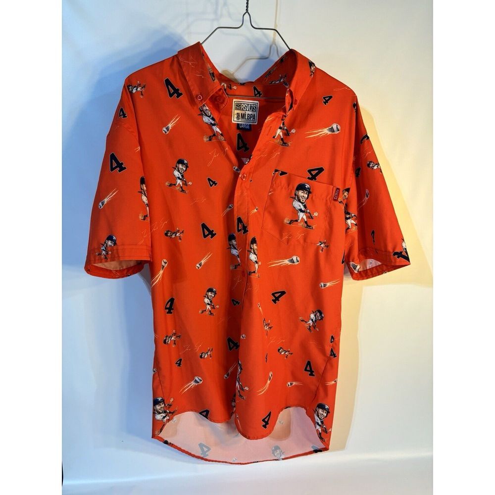 RSVLTS Shirt Button Up Houston Astros George Springer #4 Large Men Short Sleeve